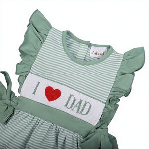 Babeeni I Love Dad - Mameluco de Manga Corta para Bebé Niña, 100% Algodón, Estilo Burbuja, con Botones, Diseño Seersucker, OEKO-TEX - Product Image 1