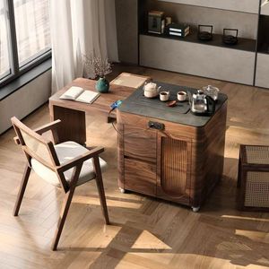 Tea Cart Solid Wood Multifunctional Kung Fu Tea <b>Table</b> Portable Extendable Tea Stand With Storage For Home <b>Balcony</b> Use - Product Image 1