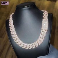 Chaîne à maillons cubain 20mm argent 925 lourd sans bordure glacé Miami VVS Hip Hop Moissanite chaîne cubaine
