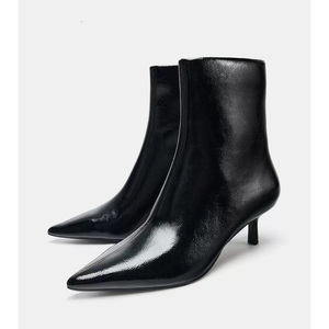 2025 autunno nuovi prodotti stivali di marca in vera pelle da donna con chiusura a cerniera laterale a punta tacco gatto occidentale estate inverno - Product Image 3