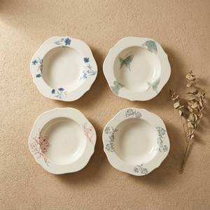 Assiette de petit-déjeuner en <span class=keywords><strong>porcelaine</strong></span> florale vintage <span class=keywords><strong>française</strong></span>, plat de service irrégulier de luxe léger pour desserts et gâteaux, <span class=keywords><strong>vaisselle</strong></span> compatible micro-ondes - Product Image 1