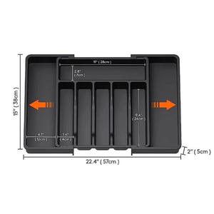 キッチン引き出し用器具オーガナイザー拡張可能な調理器具トレイ調節可能なカトラリー銀器食器ホルダー - Product Image 2
