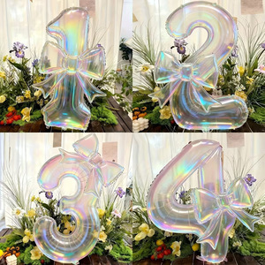 Palloncino Numerico Iridescente Lucido da 40 Pollici <span class=keywords><strong>con</strong></span> Fiocco, <span class=keywords><strong>Palloncini</strong></span> in Foil <span class=keywords><strong>Arcobaleno</strong></span> per Feste di Compleanno e Matrimoni, Vendita all'Ingrosso - Product Image 3