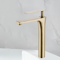 Nouvelle arrivée : Robinet de lavabo de salle de bain haut de gamme en acier inoxydable doré brossé, sans contact, à montage sur comptoir