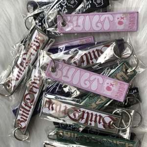 Personalizar logotipo personal tejido bordado llavero tela llavero etiqueta con diseño propio tejido bordado llaveros - Product Image 5