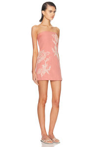 Elegante Vestido Mini sin Tirantes con Bordado, Corte Entallado, Estilo Vacaciones Francesas, Sexy, Línea A, Romántico, Cintura Natural, Verano - Product Image 2