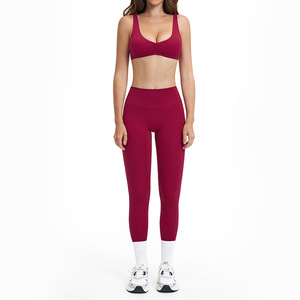 Nuevo Conjunto de Yoga para Mujer, Sólido, de Nailon, Transpirable, de Secado Rápido, Elástico en Cuatro Direcciones, con Cuello en V, Sexy, Top Halter y Leggings - Product Image 6