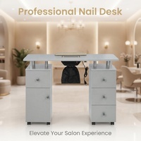 Table de manucure avec collecteur de poussière et casiers à vernis à ongles, bureau de manucure, mobilier de salon de beauté, table de salon de beauté
