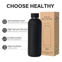 Botella de Agua Deportiva Personalizada de 500 ml de Acero Inoxidable, Termo con Aislamiento al Vacío y Acabado Esmerilado de Tacto Suave