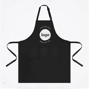 Tablier de chef avec logo personnalisé, couleur noire avec poches - Product Image 2
