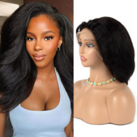 Perruque Lace Front HD 13x4 en Cheveux Humains 100% Naturels, Lisse Crépu, Densité 150%, Pré-épilée, Sans Colle, Ligne de Cheveux Naturelle