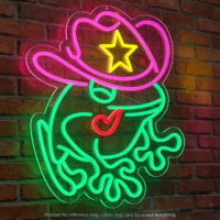 Dekorasi Dinding Berbentuk Katak Kreatif Lampu Neon Fleksibel LED Pola Logo Kustomisasi Iklan