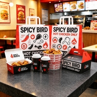Caja de Papel Personalizada para Comida Rápida, Ensaladas, Bebidas, Papas Fritas, Pollo, Hamburguesas, Caja para Llevar de Restaurante, Tazón de Papel con Logotipo