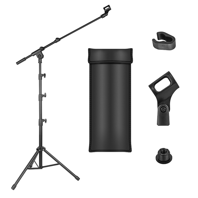 Hot Sale Professional Portable Foldable Telescopic Metal Tripod Microphone Stand Holder with Mic Clip Rayyu GH-213