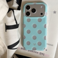 Coque de téléphone classique et élégante, argent brillant à pois vert menthe, pour iPhone 17 Pro Max, 17 Pro, 17, 16, 15 – Coque arrière de protection