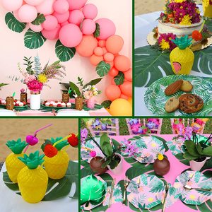 100 Pcs foglie di palma tropicali artificiali Luau decorazione per feste finta seta grande foglia verde per decorazioni per feste Luau hawaiane - Product Image 3