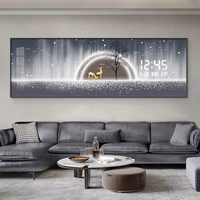 Horloge murale numérique LED moderne de grande taille pour salon, salle à manger, décoration murale animale, peinture murale
