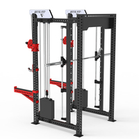 REYK Cage de musculation commerciale, Machine Smith, Appareil d'entraînement multifonctionnel, Équipement de force pour salle de sport, Système à double poulie, Rack réglable