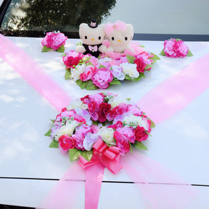 Matrimonio di lusso decorazione floreale arrangiamento centrotavola matrimonio <span class=keywords><strong>auto</strong></span> fiore nastro fiocchi floreali <span class=keywords><strong>per</strong></span> <span class=keywords><strong>auto</strong></span> da sposa da sposa - Product Image 3