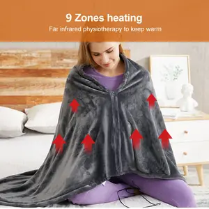 Mydays Tech Portable Ultra Soft Warm Hypoallergenic Coral Fleece Cordless USB Electric Shawl Blankets For Outdoor Activities