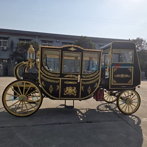 Chariot de mariage électrique Royal noir et or, chariot de transport spécial élégant tiré par des chevaux – Vente chaude - Product Image 1