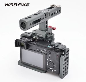 WARAXE A6 Kit Cage d'appareil photo pour poignée de rail OTAN pour <span class=keywords><strong>Sony</strong></span> ILCE-6000 <span class=keywords><strong>6300</strong></span> A6500 Trous filetés de 1/4 "et 3/8" Base de chaussure froide - Product Image 2