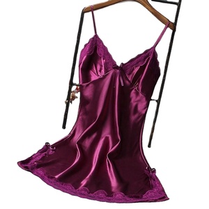 En Stock Lencería Sexy de Color Sólido, Pijama Sexy, Camisola de Encaje para Mujer - Product Image 4