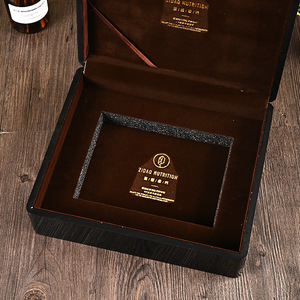 Custom Made <b>Empty</b> <b>Gift</b> <b>Box</b> Rectangle Black Sand Gold Satin Liner High End For Sea Cucumber American Ginseng Dendrobium - Product Image 3