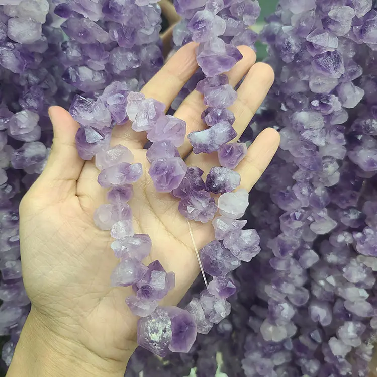 CR5166 Wholesale Rough Raw Amethyst Druzy Faceted Nugget Beads