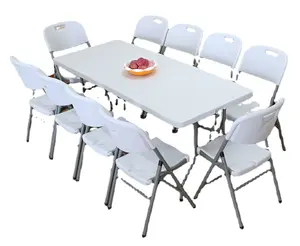 طاولة طعام مستطيلة قابلة للطي 6 قدم خارجية Hangrui للبيع بالجملة من المصنع مباشرة طاولة بلاستيكية