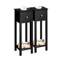 Inweto 2-Pack Avon Exquisite Slim Table de chevet en bois Table de chevet Tiroir Étagère ouverte pour chambre Réception Couloir Côté Utilisation