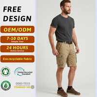 Shorts utilitaires pour hommes personnalisables avec logo, couleur beige, fermeture éclair, tissés, imperméables, respirants, production en petites séries
