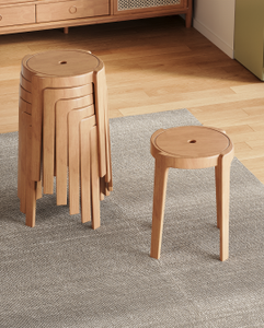 Tabouret en bois moderne, design mid-century, empilable, meubles de salon, décoration intérieure - Product Image 2