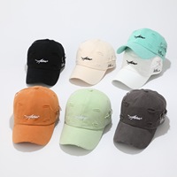 Casquette de baseball coréenne sportive à 6 panneaux brodée de lettres, ajustable, en coton, pour l'été, protection solaire, flatteuse pour adultes