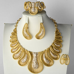 Luxury 14K Gold Plated Classic <b>Bridal</b> Wedding Party <b>Jewelry</b> <b>Set</b> with Cubic Zircon and Flower Design for Women - Product Image 6