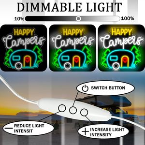 Happy Campers Letreros Neon LED indoor hanging ambient light shop <b>sign</b> wall decoration light entrance indicator light 5V 12V - Product Image 3