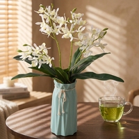 Orchidées artificielles au toucher réel en latex, fleurs d'orchidées artificielles en pot pour la décoration du salon, de la maison ou du bureau