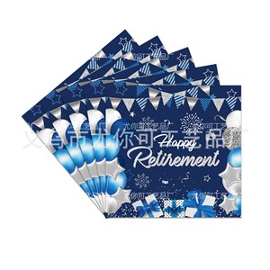 Silver Blue Retirement Theme Paper Plates Round Digital Printing 60-80 Pcs Party Tableware - Product Image 3