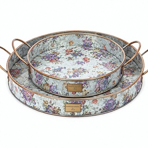 Vintage Floral Metal Set of 3 <b>Galvanized</b> <b>Planters</b> Collection for Home & Garden - Product Image 4