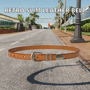 Cinturón Retro Delgado de Aleación con Hebilla Plateada para Mujer, de Cuero Genuino de Primera Capa, Estilo Vintage Casual Ligero con Patrón Geométrico para Jeans y Pantalones - Product Image 2