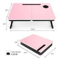 Table pliante en plastique pour ordinateur portable, grand plateau de lit/canapé, support portable pour tablette avec porte-gobelet, idéal pour manger