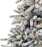 Arbre de noël artificiel pré-éclairé de 6.5 pieds, arbre artificiel de neige florissante avec décoration de pommes de pin