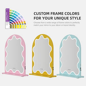 Fabrika kaynağı demir özel şarj edilebilir pembe <span class=keywords><strong>3</strong></span> renk aydınlatma masaüstü tipi C dim Arch Vanity ışıkları ile Led makyaj aynası - Product Image 4