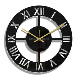 Reloj de pared de esquina redonda de 12 pulgadas de plástico ilusionista negro decorativo moderno cuadrado nórdico para decoración del hogar a precio mayorista - Product Image 2
