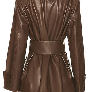 2023 personnalisé en cuir à lacets veste femmes manteaux et vestes dames élégant en cuir Pu veste Trench Coat - Product Image 5