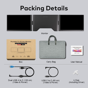 15.3 Inch 1200P 16:10 One Cable Triple Screen Portable <b>Monitor</b> USB C Low Latency for Laptop Business Trading Gaming Office Stock - Product Image 6
