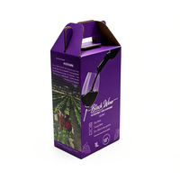 Boîte de transport portable en carton ondulé pour vin, impression de logo personnalisée, écologique, pliable, pour une seule bouteille, avec poignée