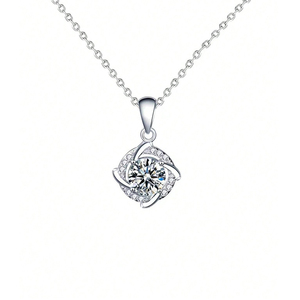 Unisex 925 Silver Destiny Halskette mit 1CT VVS1 Moissan ite Anhänger Zertifikat für Männer und Frauen enthalten - Product Image 1