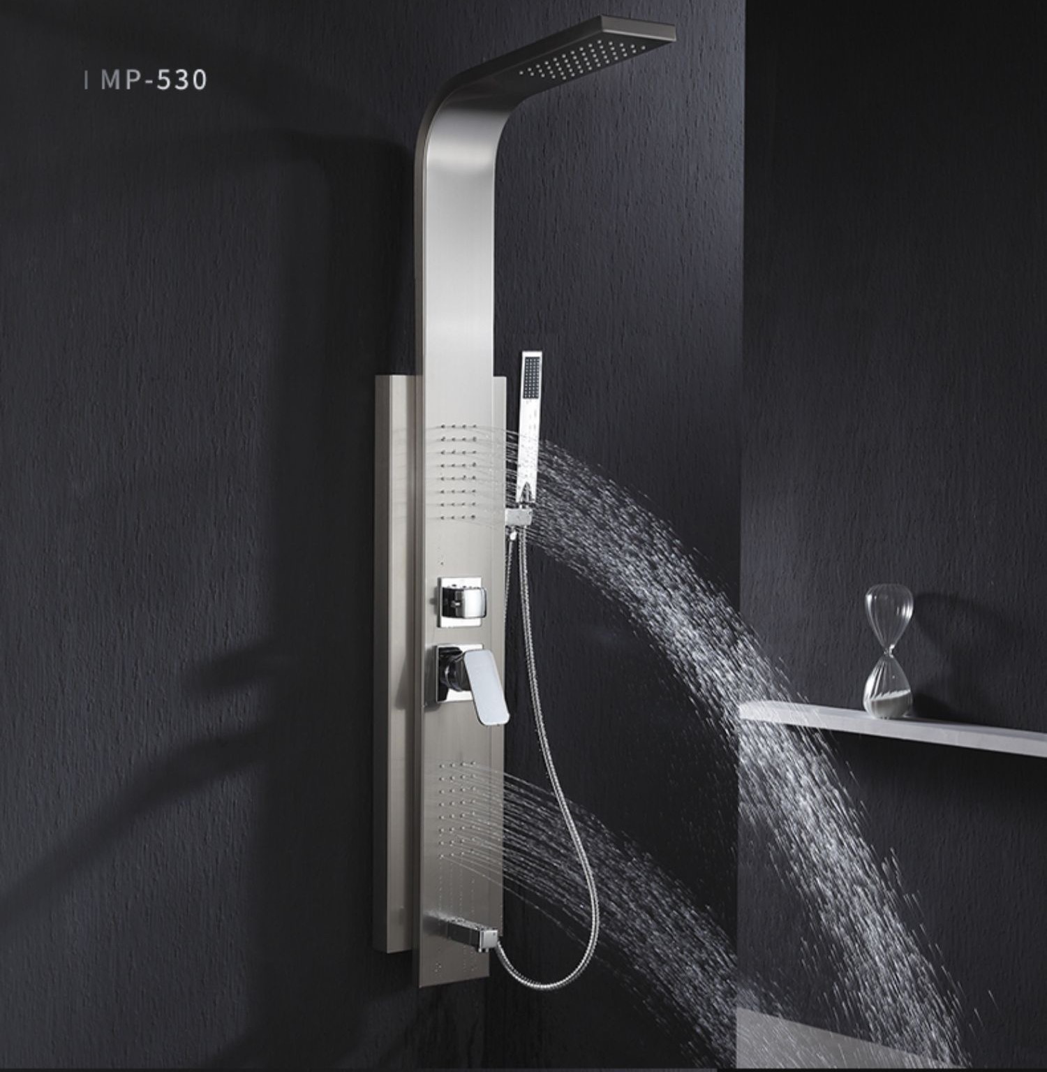 Royo Black Luxury 304 Stainless Steel Shower Column Multi-Function Massage Shower Panel