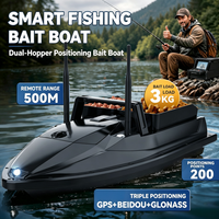 Barco Cebador de Pesca V600GPS de Doble Silo con Sonda, Retorno Automático de 500m, Liberación de Cebos de 3KG, Compatible con Sonda Inalámbrica